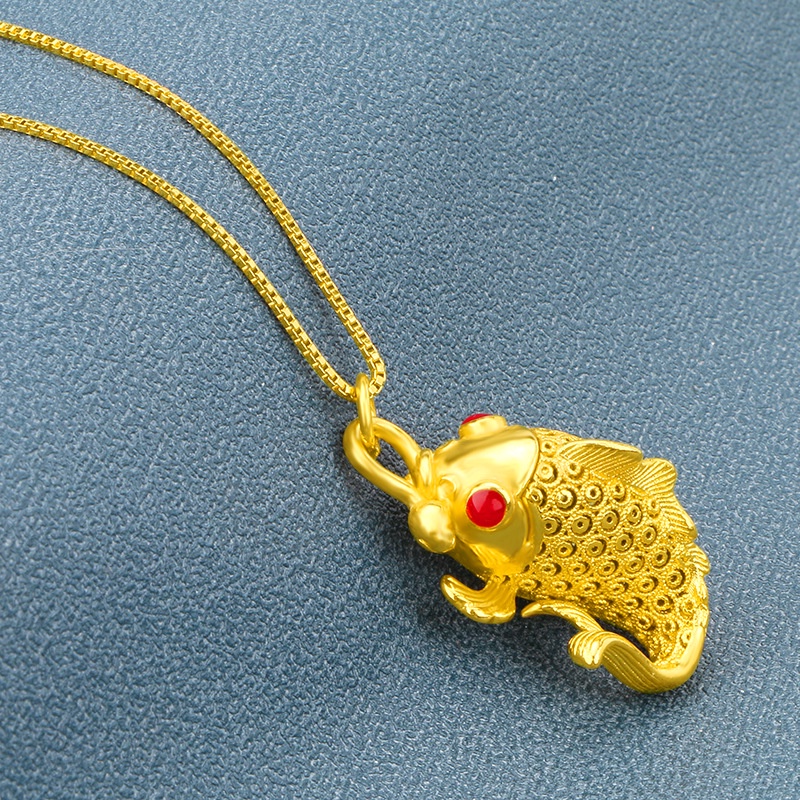 Kalung Liontin Ikan Koi Emas Imitasi 24K 3D Untuk Pria Dan Wanita 916