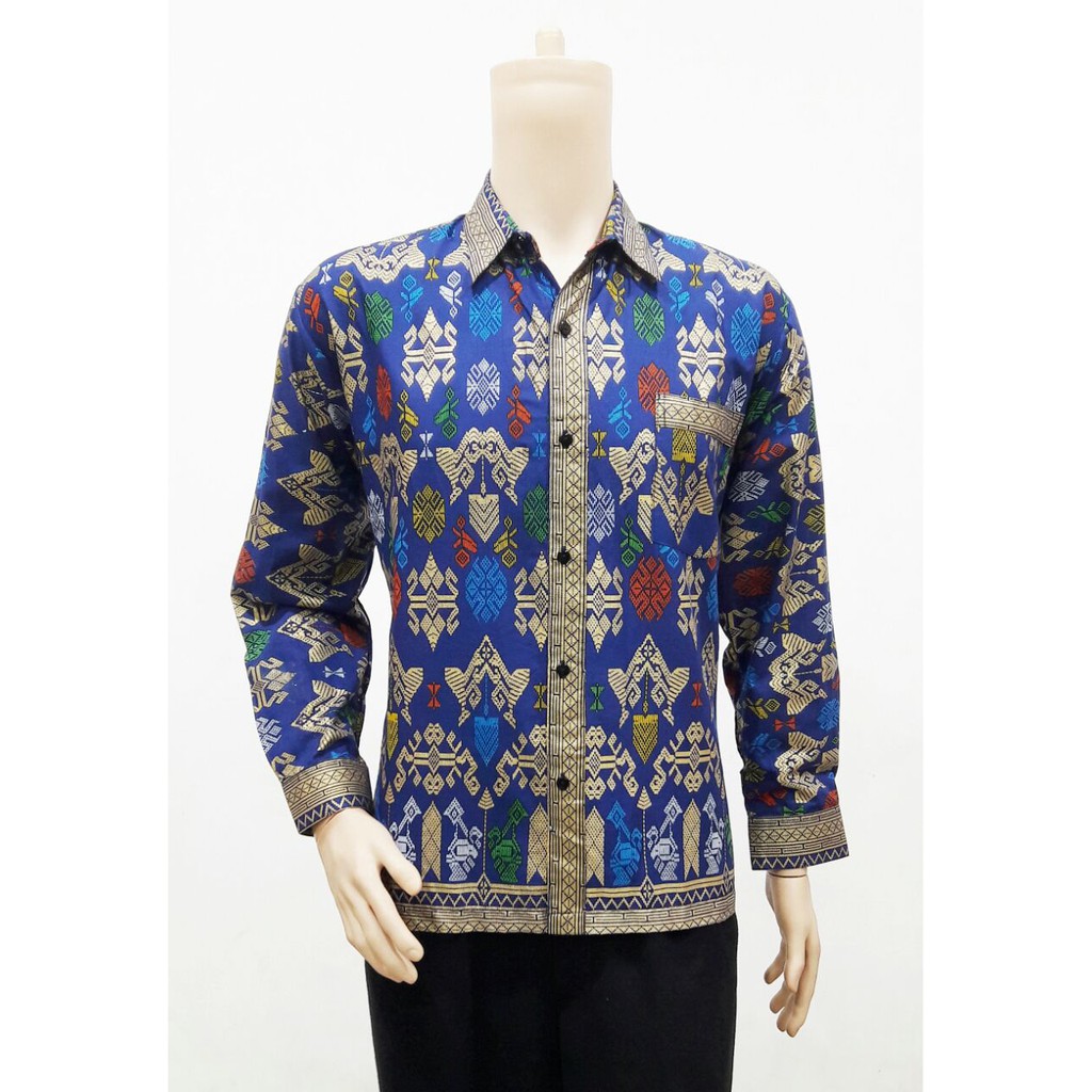 BATIK SARIMBIT COUPLE KELUARGA AYAH IBU ANAK SERAGAMAN COPEL ROK N BLUS SANTIKA PRODO PENDEK BIRU