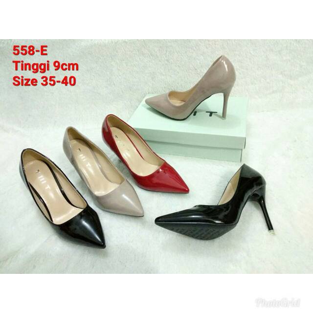 Sepatu kerja heels glossy TMT 558-E