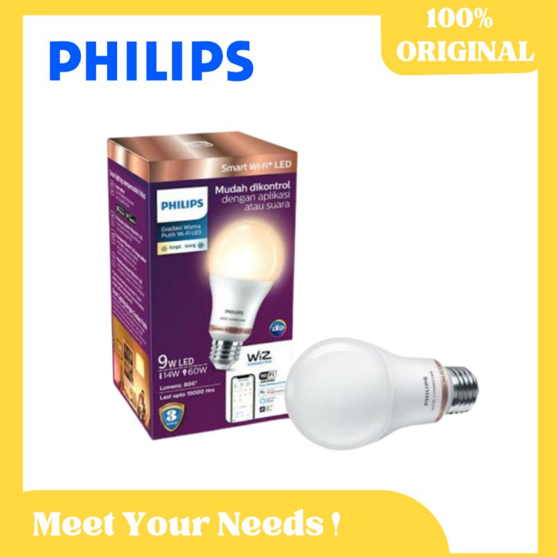 PHILIPS Lampu Smart WiFi LED 9W - Tunable White (Putih) - Putih