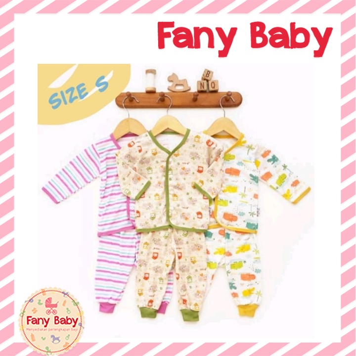 Little Queen Setelan Lengan Panjang Kancing Depan Celana Panjang Isi 3 Pcs