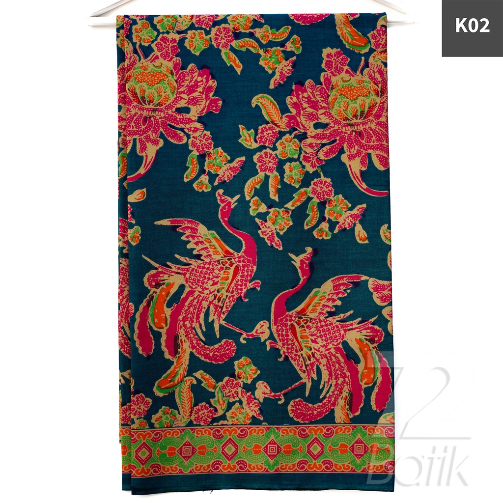 KAIN PANJANG BATIK Bahan Katun Motif Burung Warna Hitam Hijau Orange 726193 Cap 72 Jarik Jarit Samping Kebat Panjang Batik Katun Modern Premium Bahan Seragam Batik Pernikahan Kantor Keluarga Murah Kamen Jadi Batik Bali Lembaran