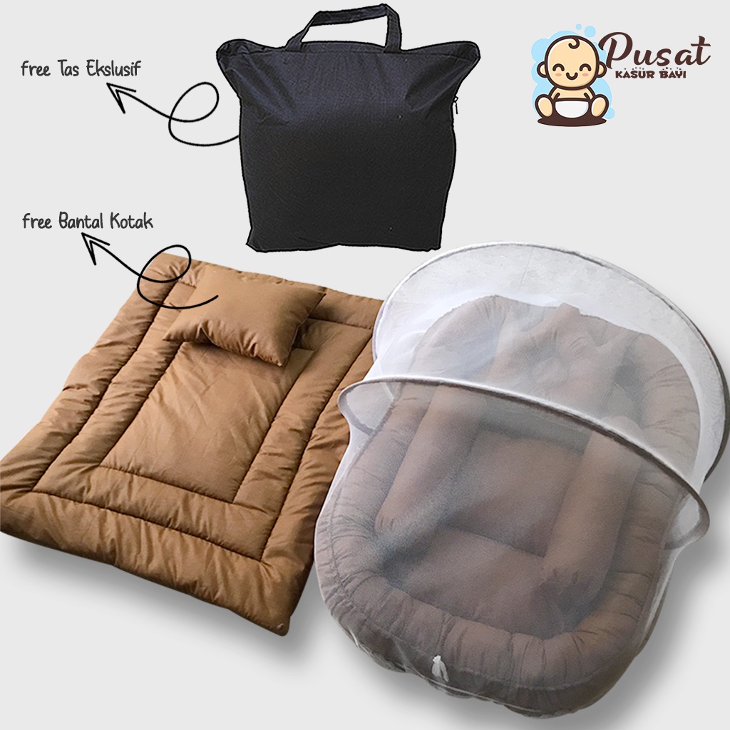 [ PAKET LENGKAP ] BABY NEST SET BEDCOVER FREE TAS + BANTAL KOTAK