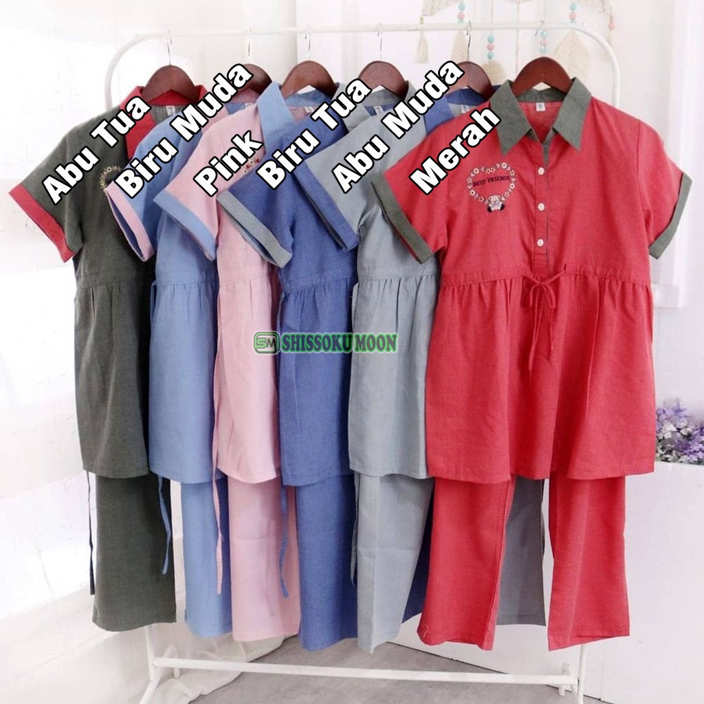 Baju Setelan Hamil Kekinian / Baju Lengan Pendek &amp; Celana Panjang Untuk Ibu Hamil - Friend