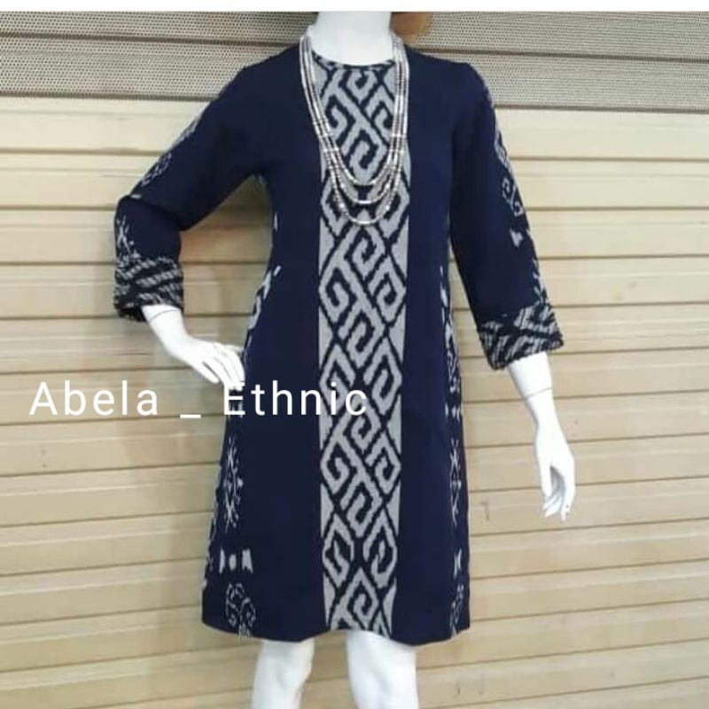 Tunik tenun - Tunik etnik - Baju tenun - baju etnik - tenun troso - baju kantor - baju navy