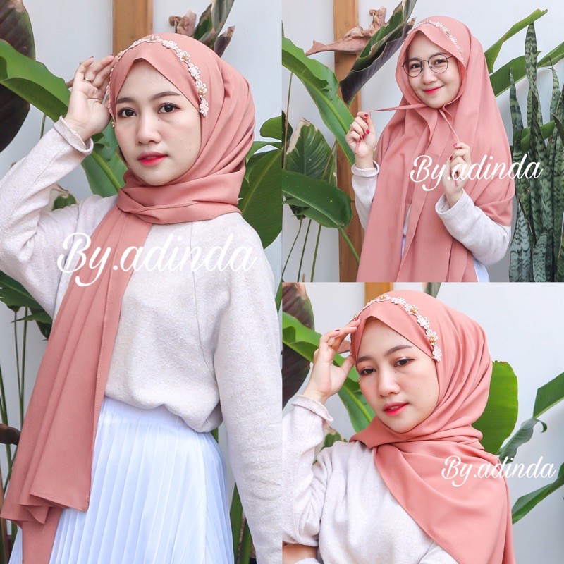 Pashmina Shanum Payet Bunga Mutiara Pasmina Tali Diamond Hijab Jilbab Instant