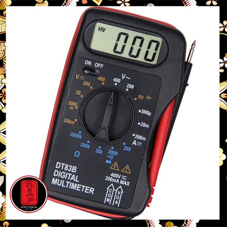 Pocket Size Digital Multimeter AC/DC Voltage Tester - DT83B - Black