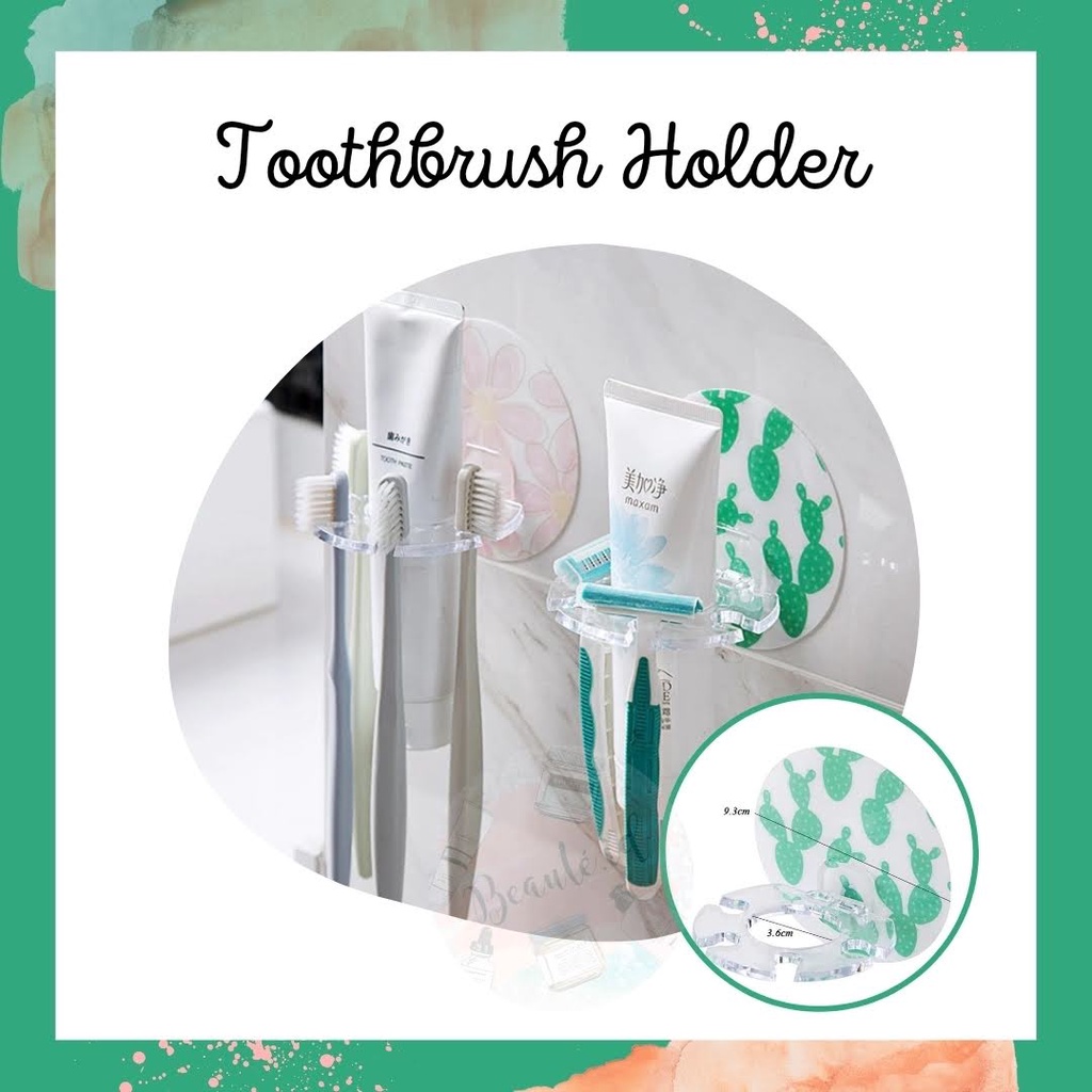 Holder Rak Tempat Gantung Sikat Gigi dan Odol Model Tempel Kuat Gantungan Pasta Gigi Alat Cukur Kamar Mandi Desain Lucu Prakits dan Rapi Wall Mounted Toothbrush Holder