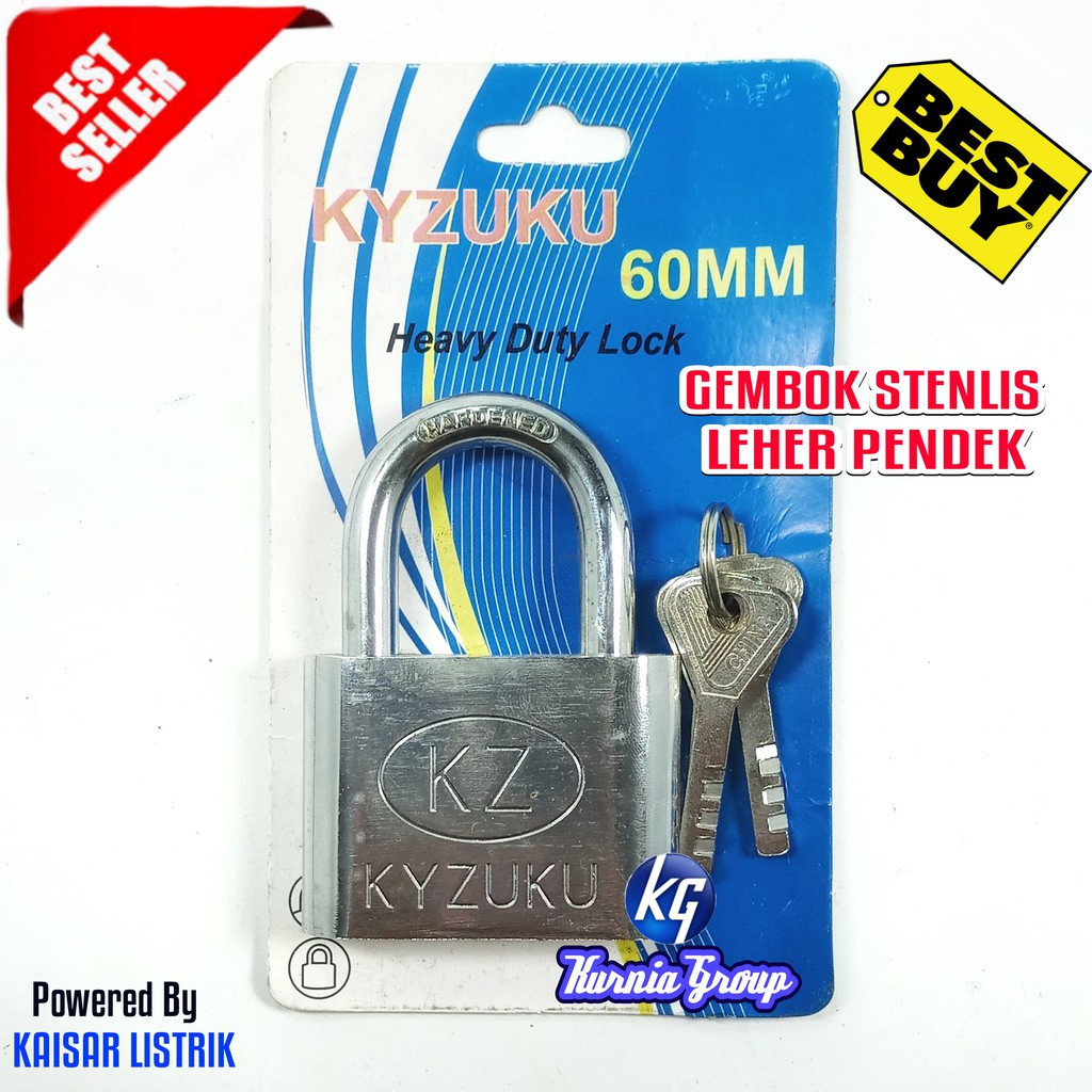 Gembok Stenlis 60mm Leher Pendek Iron Pad lock Kunci Gembok Pintu Garasi Anti Potong Maling Konci