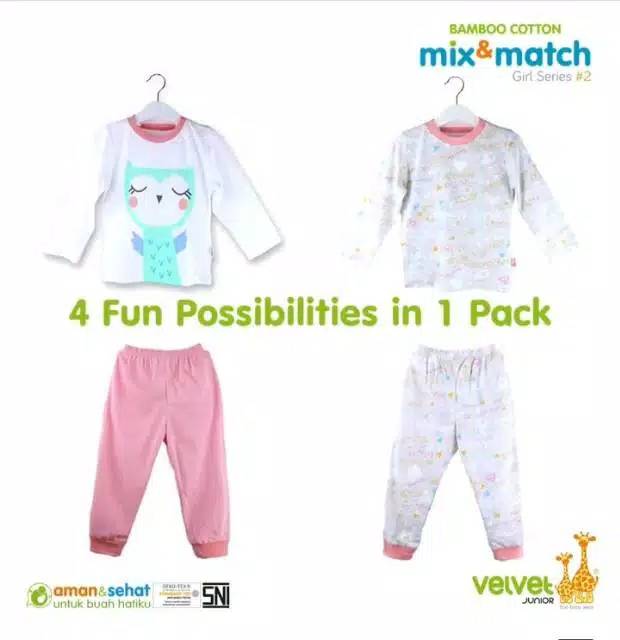 Setelan Panjang Anak 2-5 / Piyama Bamboo Catton Mix&amp;Match Velvet Junior Big Size