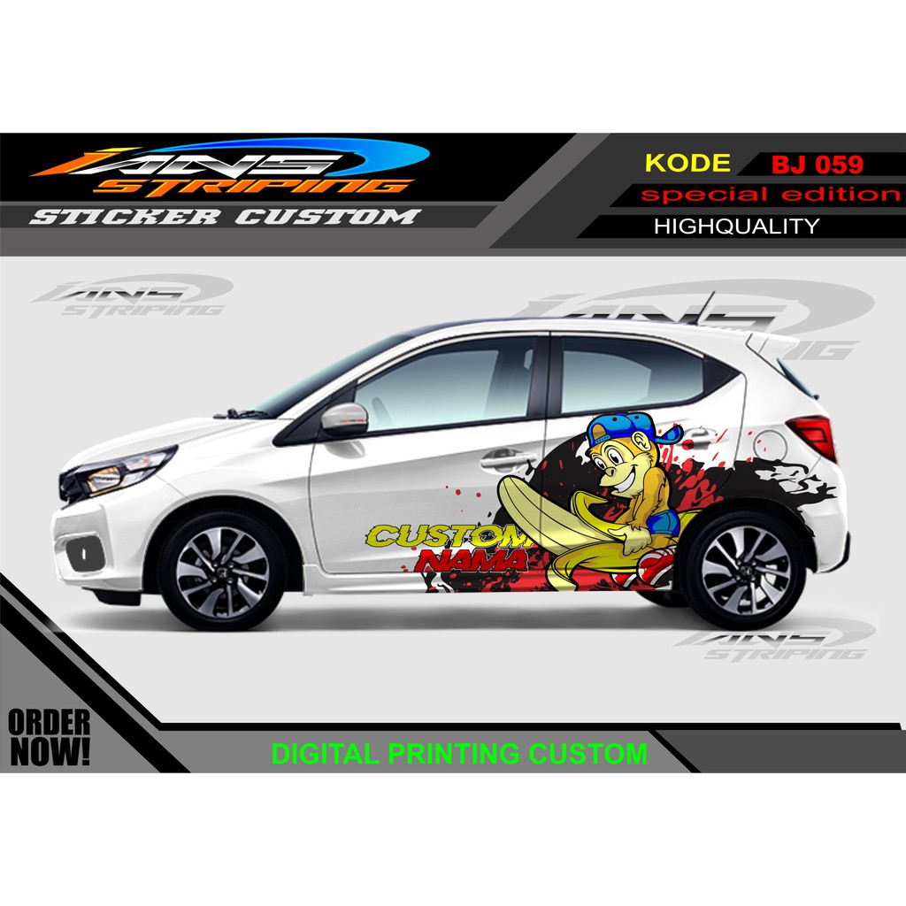 DECAL STIKER CUSTOM MOBIL BRIO/ VARIASI STIKER SAMPING UNTUK MOBIL JAZZ, AGYA, DLL