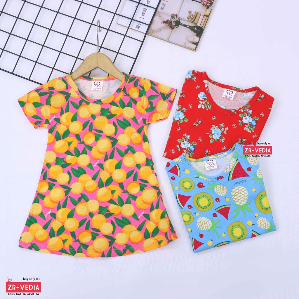 Dress Amirah Bayi uk Bayi - 5 Tahun / Baju Tidur Anak Perempuan Adem Kaos Lucu Dres Harian Murah