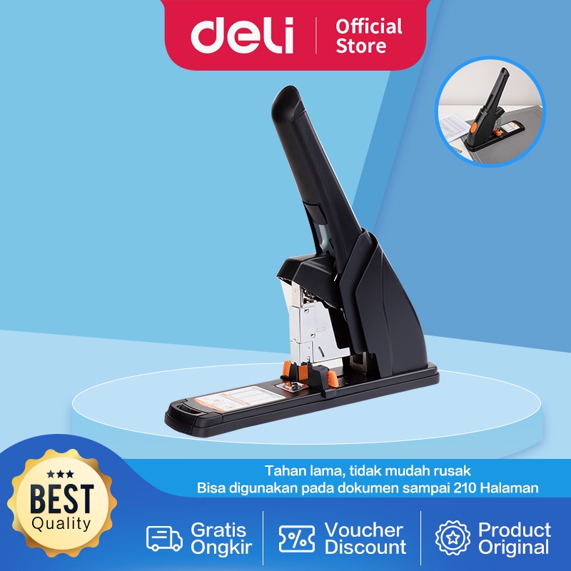 Deli Staples Tugas Berat Jilid Heavy duty Stapler 210 lembar sheets 65 Effortless E0383