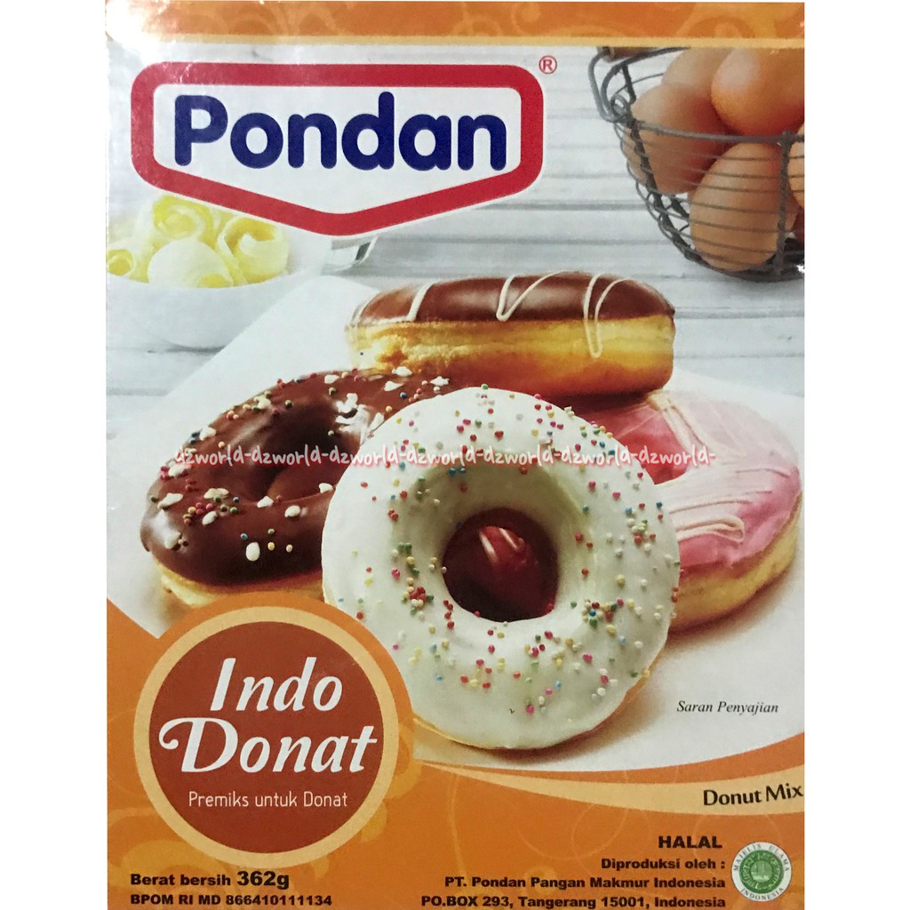 Pondan Indo Donat 362gr Premiks Instan Untuk Membuat Kue Adonan Donat Mix Dounat Aneka Rasa Tepung Premix Instan Powder