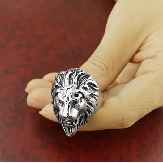 SEUSUK Cincin Punk Desain Singa Bahan Stainless Steel untuk Pria COD Ring