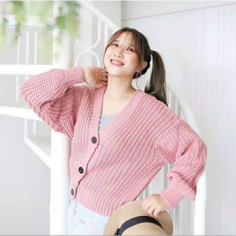 ELLENA BASIC OUTWEAR (7 GET) / MIDI KARDIGAN /RAJUT PREMIUM / BASIC outer-dusty pink