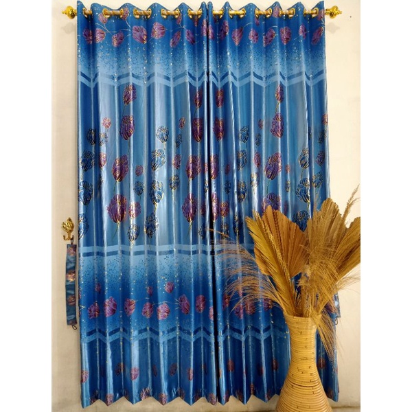 Gorden Biru Motif| Gorden Blackout| Gorden Biru | Gorden Pintu | Gorden Smokring