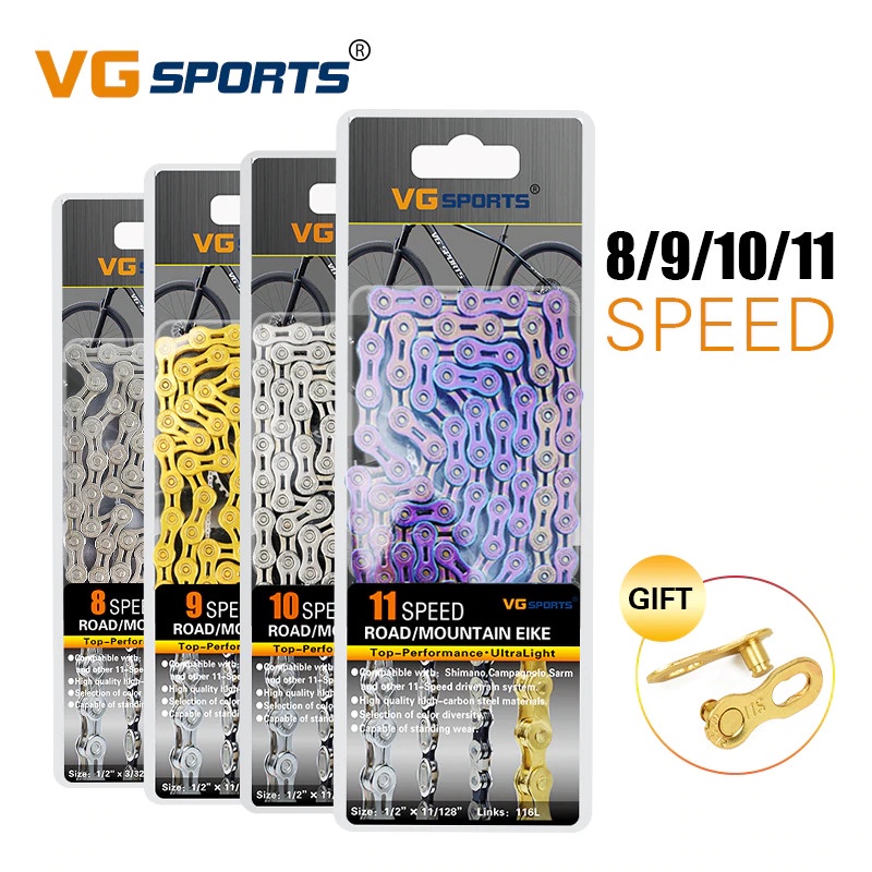 VG Sports Rantai Sepeda Bicycle Chain Half Hollow 10 Speed for Mountain Road Bike - Silver