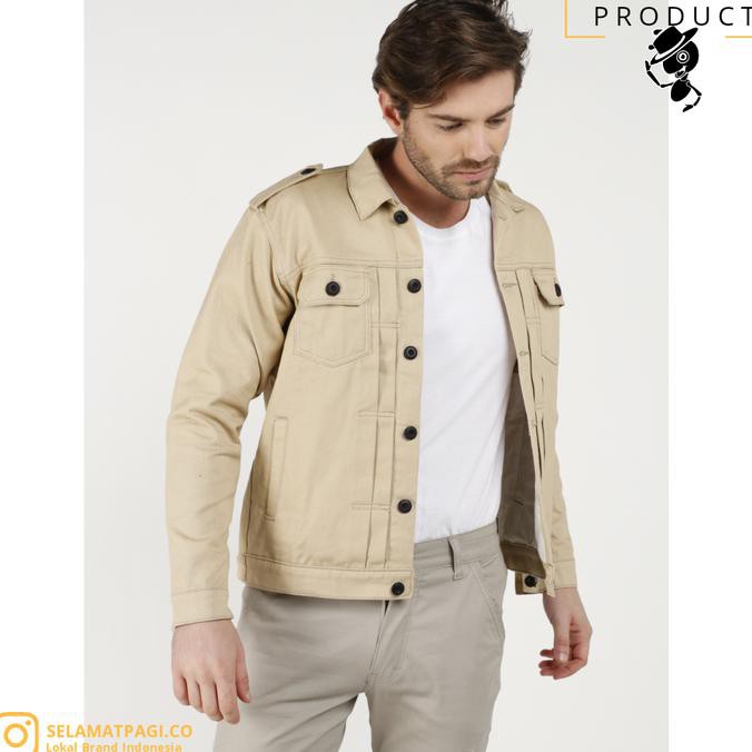 ✨ READY JAKET PRIA✨ JAKET PRIA / JAKET DENIM / JAKET JEANS / AMERICAN UNOR CREAM - CREAM, M SALE