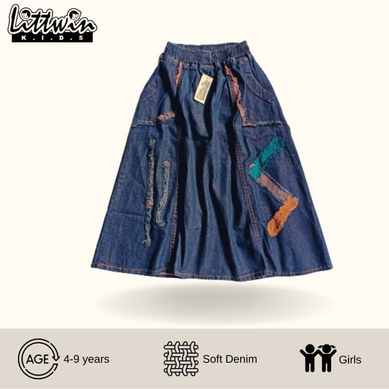 Rok Anak Soft Denim / Rok Panjang Jeans Anak Perca