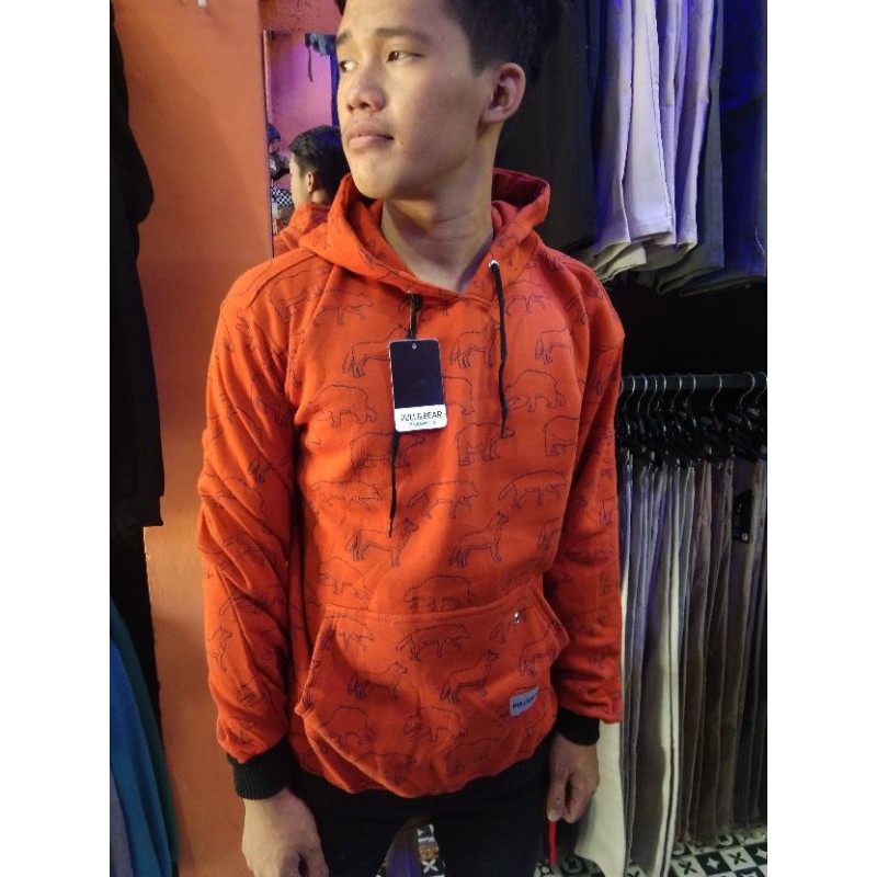 JAKET SWEATER FULL PRIN MOTIF SRIGALA MERAH BATA