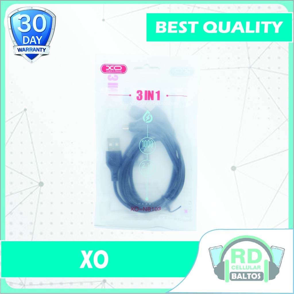 Kabel Data Micro USB Lightning Tipe C 3in1 XO