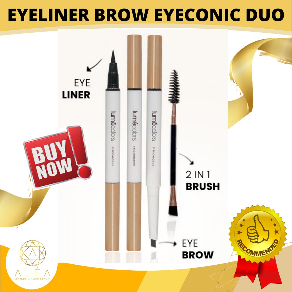 EYELINER WATERPROOF SPIDOL EYEBROW PENCIL ALIS 2IN1 EYE LINER BROW KIT LUMECOLORS MAKE UP TAHAN LAMA