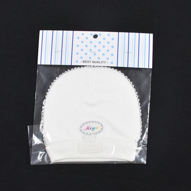 MIYO Topi Bulat Bayi/Baby Putih Newborn (0-3M)