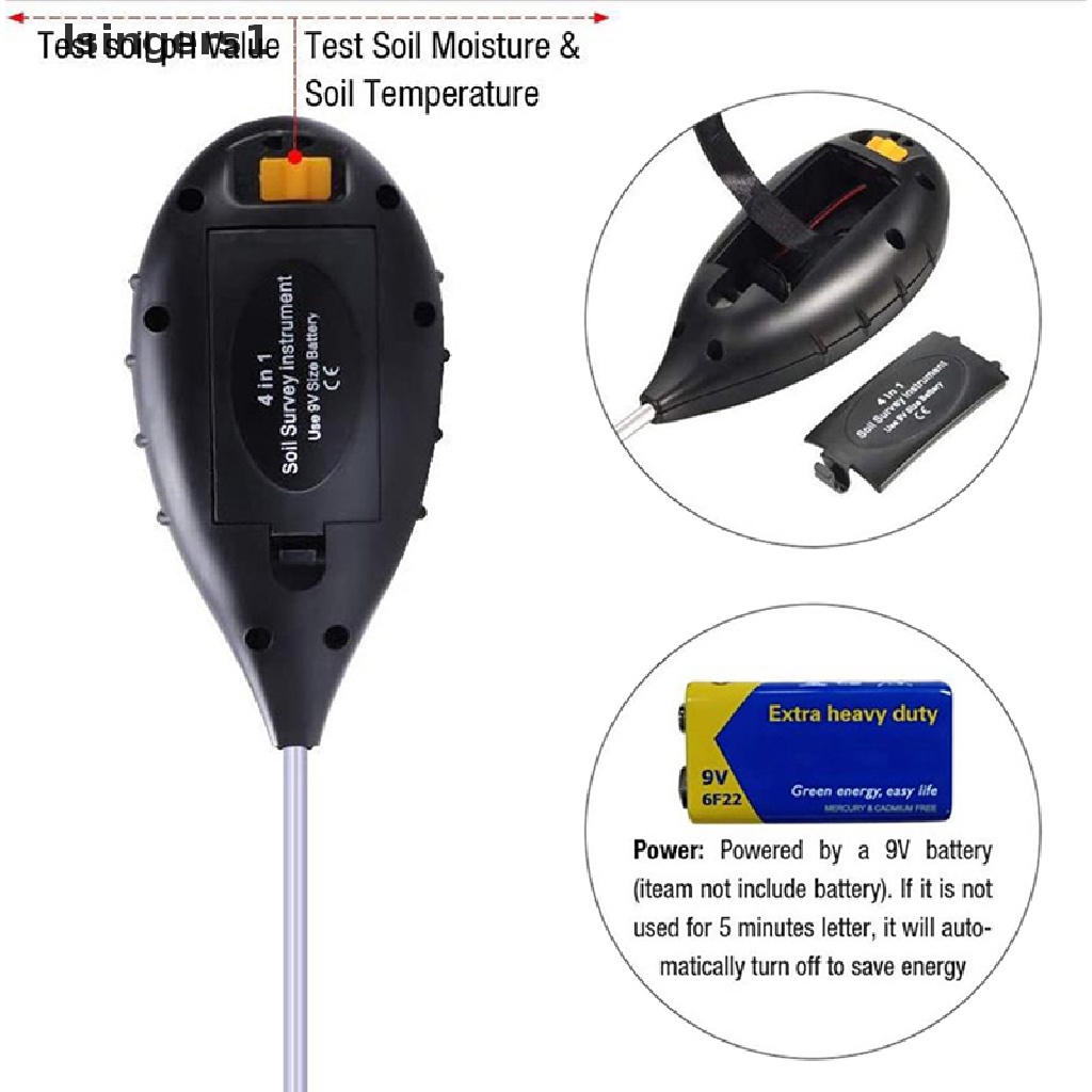 (lsingers1) 4 in 1 Alat Tester PH Kelembaban Tanah