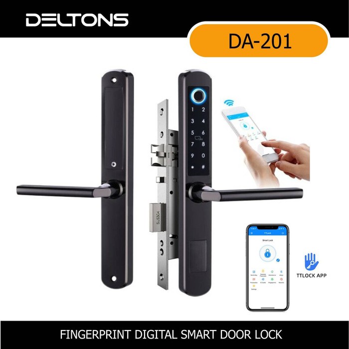 Slim Smart Door Lock Aluminium Smart Lock Door Finger Card Password