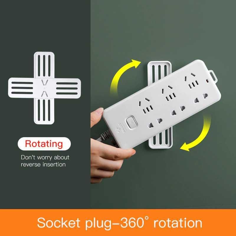 Rak Gantungan Socket Fixer Wall Hanger Adhesive Rotating - TC23 - White