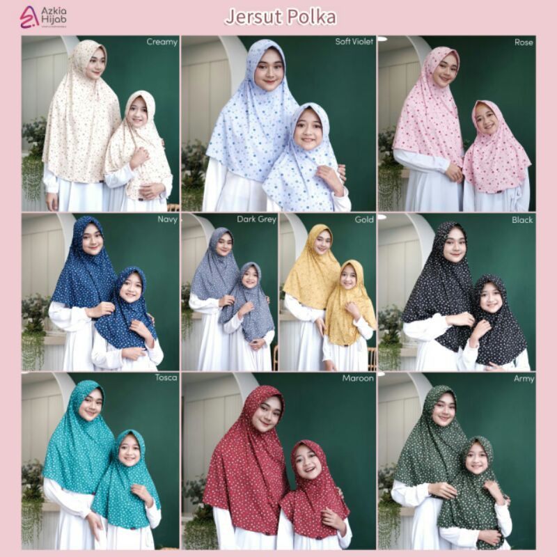 Kerudung/Jilbab/Hijab/ Khimar Jersut Polka Dewasa Ori by Azkia Hijab