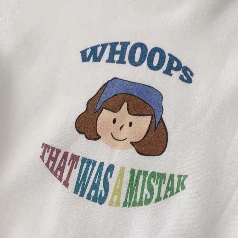 Sweater Crop WHOOPS Sweatshirt | Korean Style Sweatshirt | Pakaian Wanita | Bahan Fleece Tebal Dan Lembut