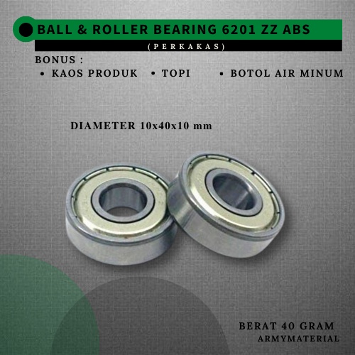 Jual Bearing 6201ZZ 1008H ABS Original / Bering Roda Depan / Laher Bearing 6201 / Laher 6200 / Laher