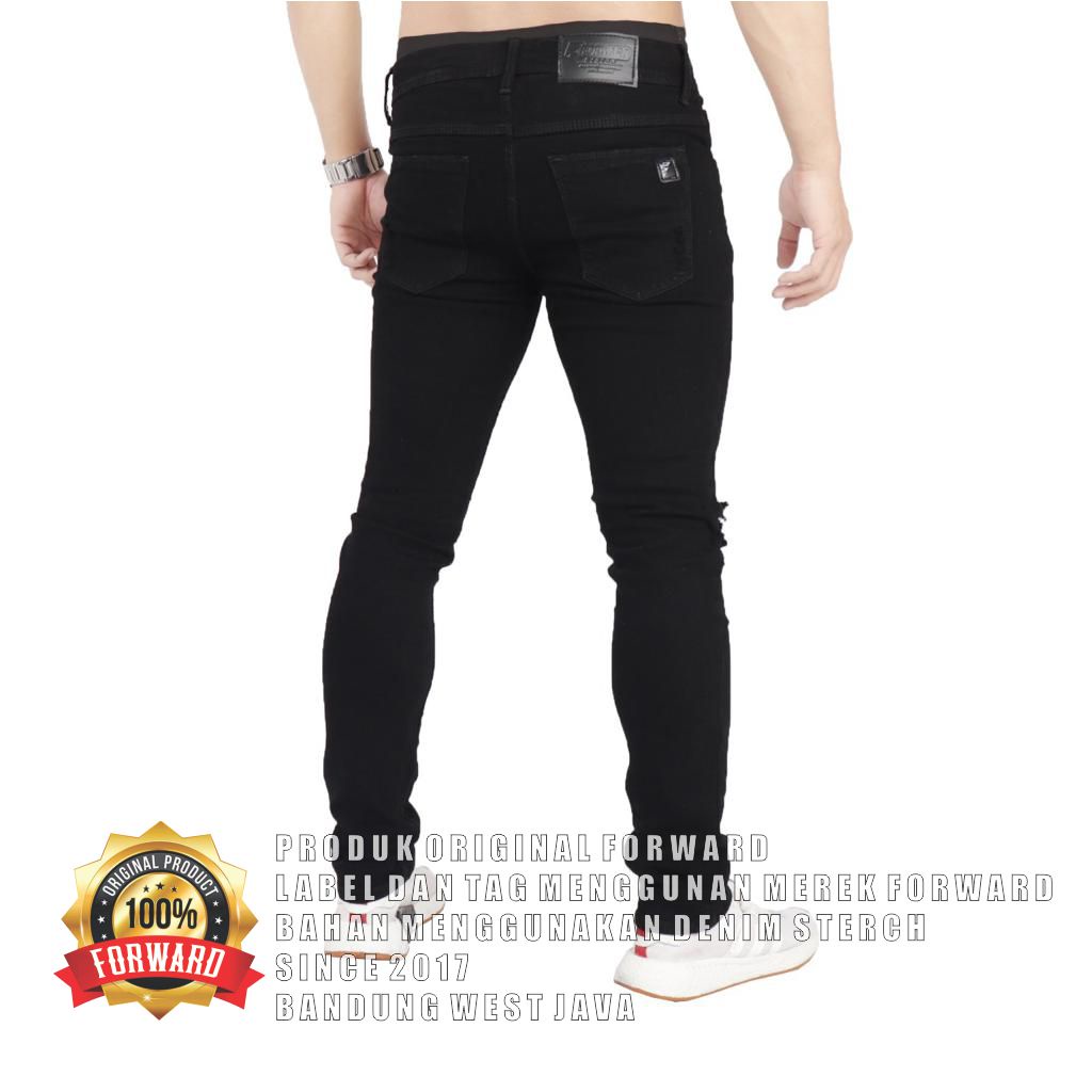 Celana jeans denim pria sobek ripped destroy forward system