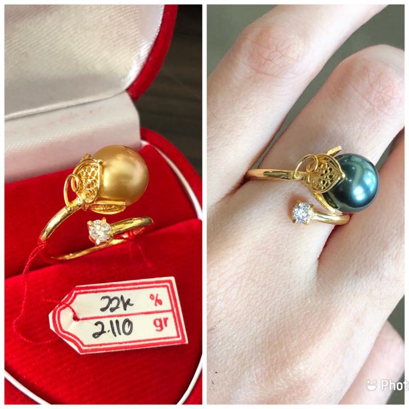 Cincin kendari kendary kenari kenary pipa emas 22k 916% mutiara air laut asli lombok terbaru 01