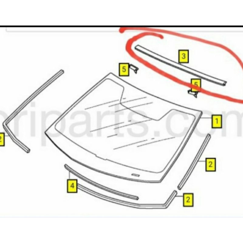 Karet List Lis Kaca Depan Atas Honda Accord CR2 2013-2017 original Honda