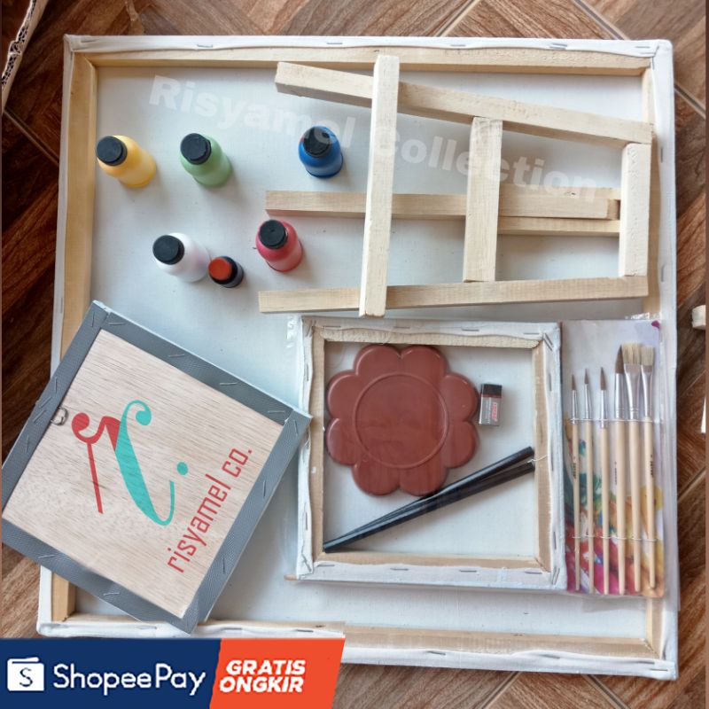 

[Risyamel.co] Paket Lukis Lengkap (Akrilik Kanvas Kuas Joyko BR5/BR6 Pensil Penghapus Easel Palet Cat/PAINTING KIT) KADO Hadiah Edukatif Anak KADO ULTAH PERSIAPAN RAMADHAN LEBARAN 2025