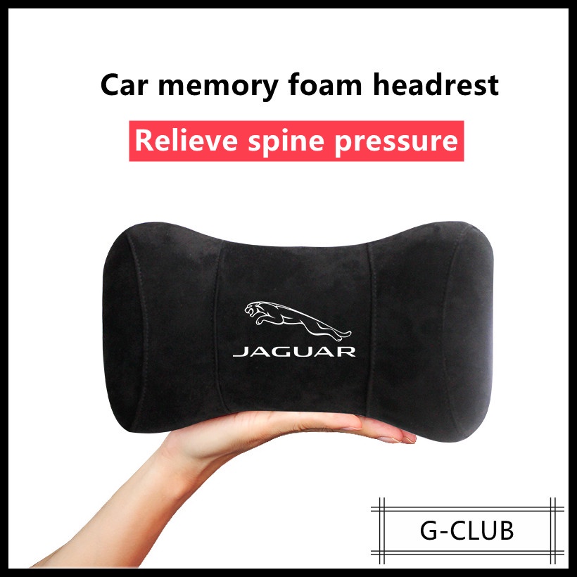 G-club Bantal Leher Bahan Kulit Rusa Memory Foam Untuk Headrest Mobil Jaguar