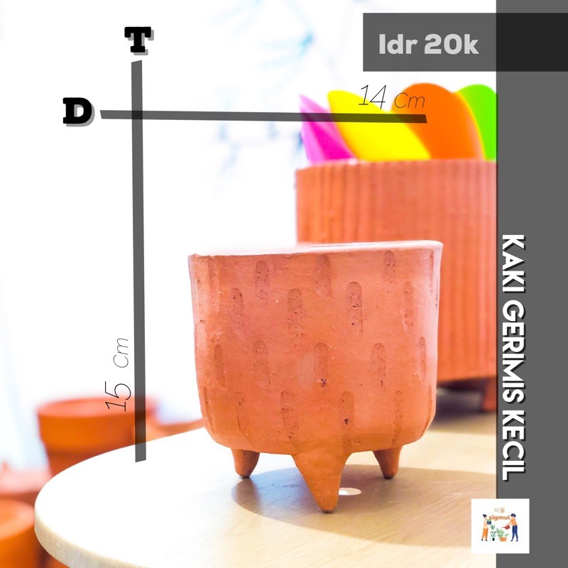 Pot Terakota / Pot Gerabah / Pot Teracotta / Tanah Liat Kaki Gerimis Kecil