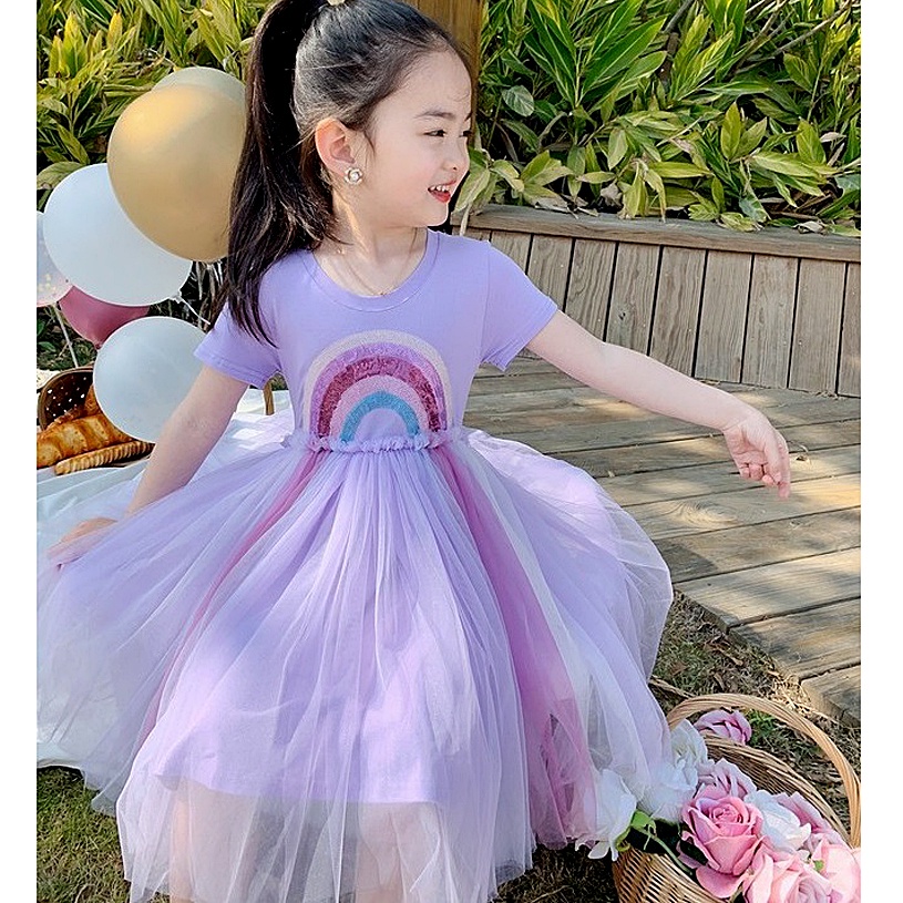 Dress Tutu Rainbow Anak Perempuan Sequin Base