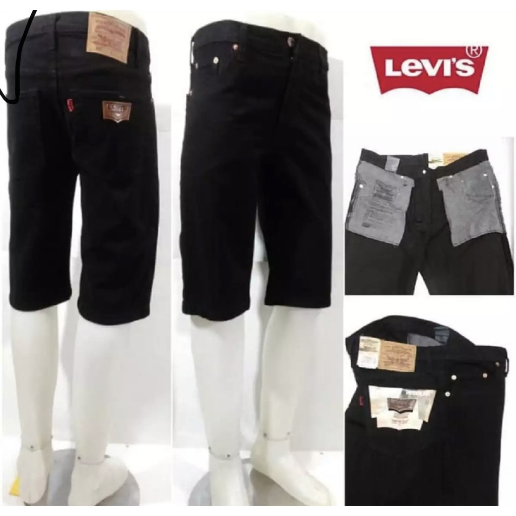 Celana jeans pendek pria standar warna hitam/jeans pendek hitam murah