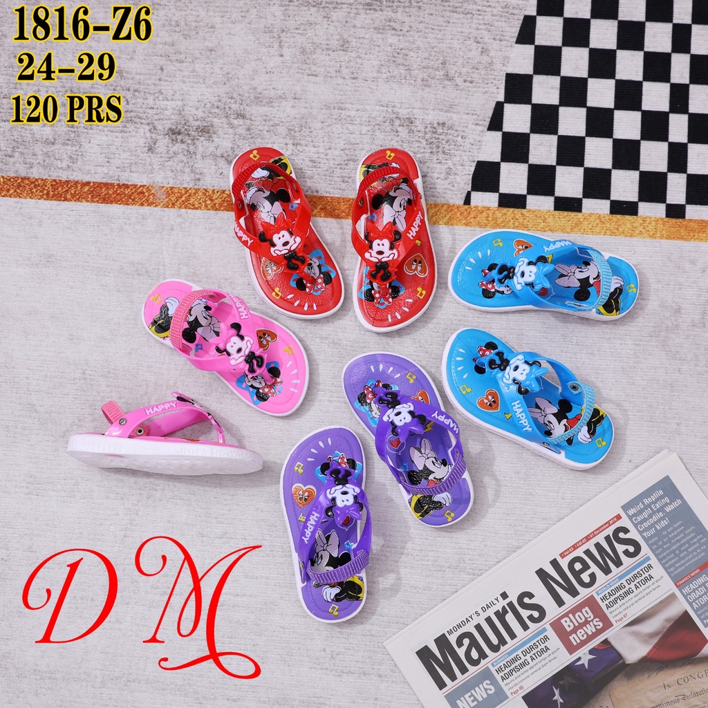 JJ-1816-Z6 Sandal Bunyi Cit Cit Anak Tali Elastis Karakter Mickey Mouse / Sandal Jepit Bunyi Import Ukuran 24-29