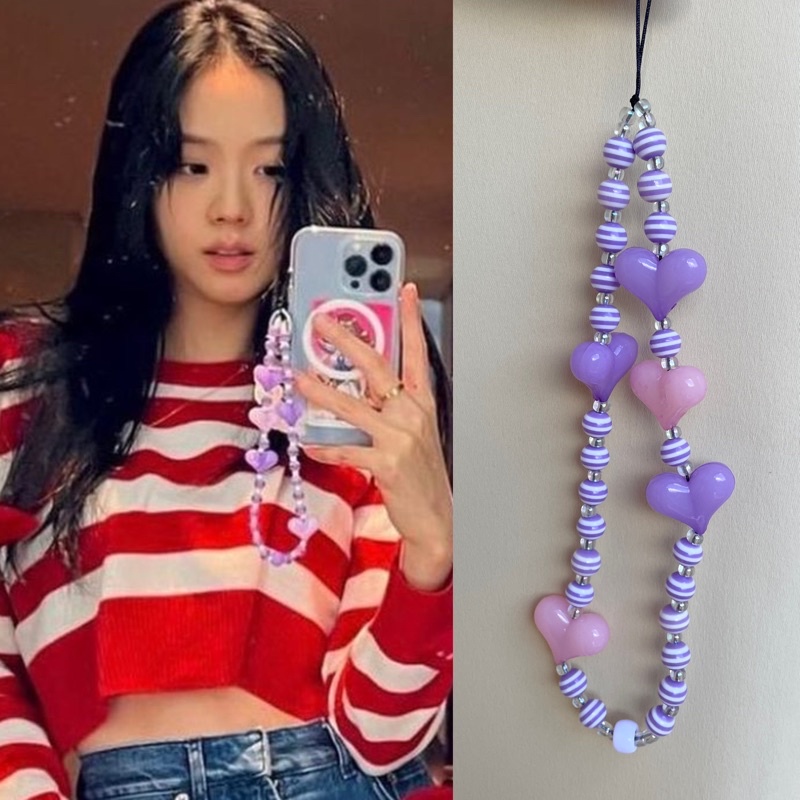 PHONE STRAP / JISOO BLACKPINK / PHONE CHARM / GANTUNGAN HP / LANYARD / BEADS / PHONE STRAP KOREAN / 