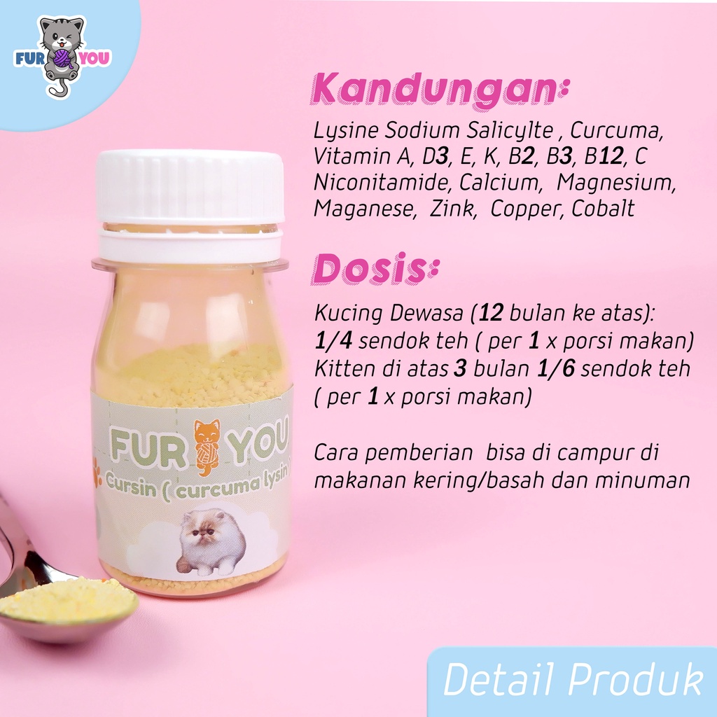 Curcuma Lysin Cursin Vitamin Penambah Nafsu Makan dan Penambah Imun Kucing Lysine