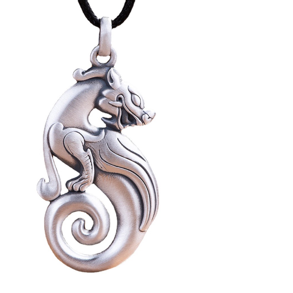 Kalung Liontin Pixiu Bahan Stainless Steel Warna Silver Untuk Hadiah