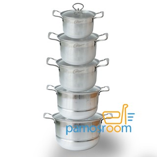 Calypso Panci Stainless Steel High  Pot  10 Pcs Tutup  Kaca  