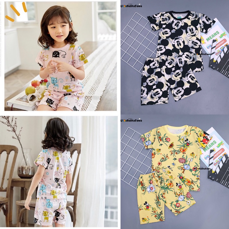 Set Nayeon uk 3-5 Tahun / Piyama Anak Perempuan Lengan Celana Pendek Setelan Import Baju Tidur