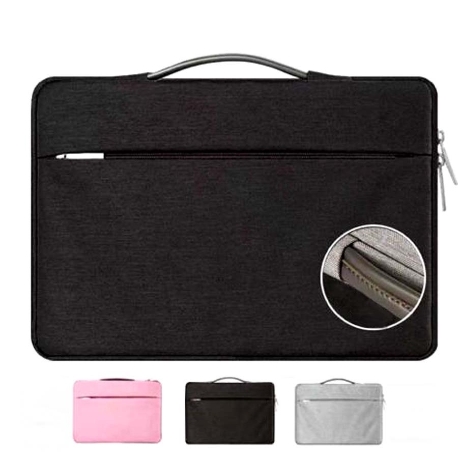 Tas Laptop Macbook Softcase Sleve Nylon Leather Strap 14 15 inch grey
