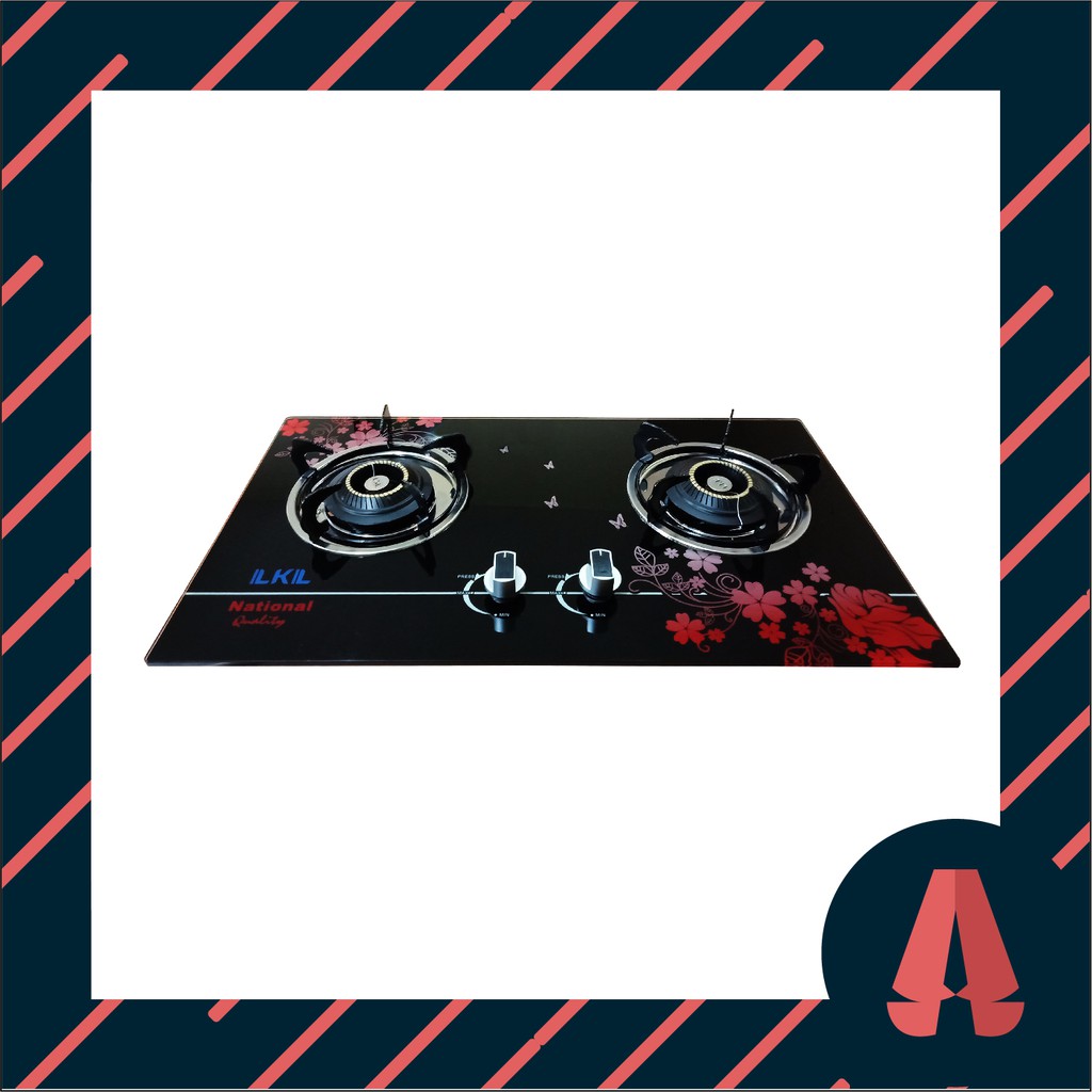 Kompor Gas LPG Kaca Tanam dan Duduk 2 Tungku LKL